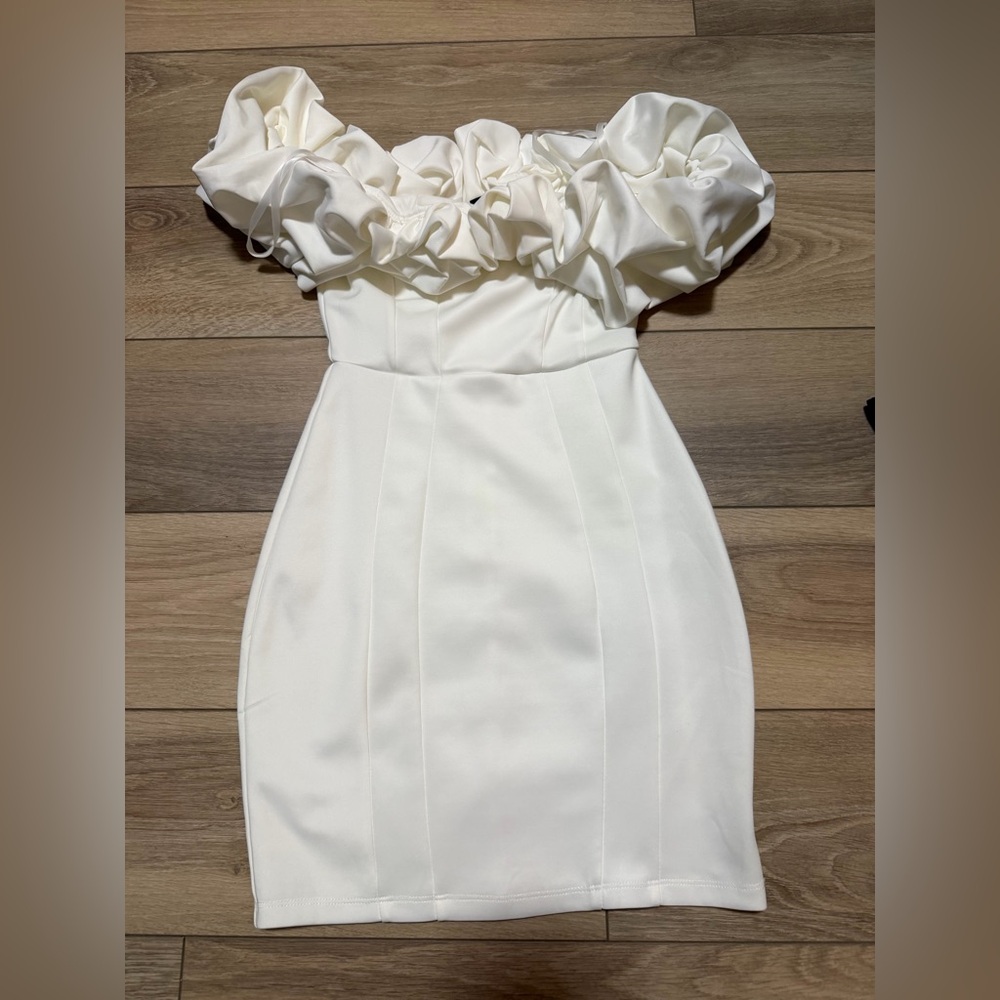 White Ruffle-Off the Shoulder Dress